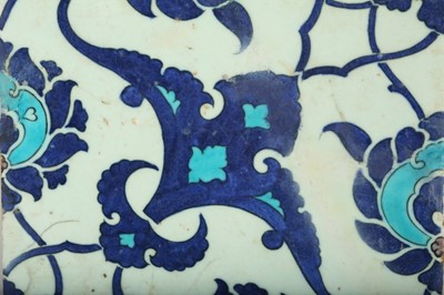 Lot 64 - A BLUE AND TURQUOISE 'DOME OF THE ROCK' POTTERY TILE