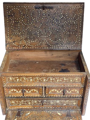Lot 271 - λ AN HISPANO-MORESQUE IVORY AND BONE-INLAID WRITING CABINET (VARGUENO)
