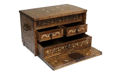Lot 271 - λ AN HISPANO-MORESQUE IVORY AND BONE-INLAID WRITING CABINET (VARGUENO)