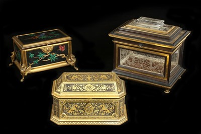 Lot 27 - A LATE 19TH CENTURY GILT BRONZE AND PIETRE DURE INLAID CASKET