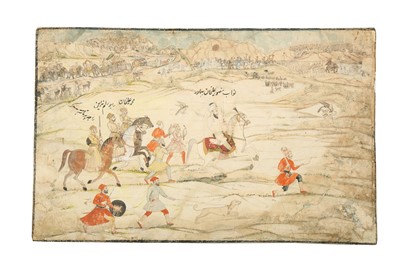 Lot 302 - A HAWKING SCENE WITH THE NAWAB VAZIER OF AWADH, SAFDAR JANG (1708 - 1754)