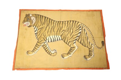 Lot 303 - A LARGE CLOTH PAINTING OF A TIGER