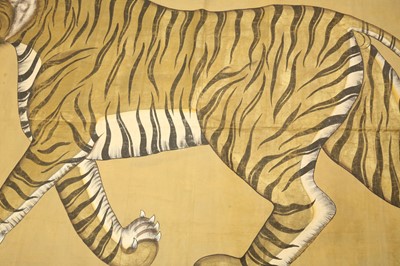 Lot 303 - A LARGE CLOTH PAINTING OF A TIGER