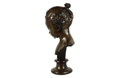 Lot 130 - AFTER JACQUES FRANÇOIS JOSEPH SALY (FRENCH, 1717-1776): A 19TH CENTURY BRONZE BUST OF A GIRL
