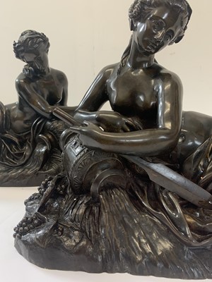Lot 123 - AFTER JEAN GOUJON (1510-1566): A FINE PAIR OF MID 19TH CENTURY BRONZE FIGURES OF RIVER NYMPHS