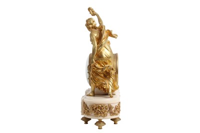 Lot 90 - A FINE 19TH CENTURY FRENCH NAPOLEON III GILT BRONZE AND MARBLE CLOCK SIGNED PLANCHON