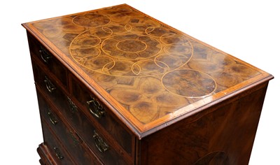 Lot 21 - A WALNUT AND OYSTER VENEERED CHEST OF DRAWERS, ELEMENTS LATE 17TH CENTURY AND LATER