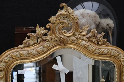 Lot 49 - A FRENCH GILTWOOD AND GESSO OVERMANTEL MIRROR, LATE 19TH CENTURY