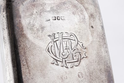 Lot 285 - A Victorian sterling silver hip or spirit flask, Birmingham 1891, makers mark obscured