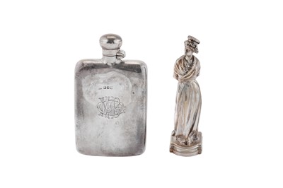 Lot 285 - A Victorian sterling silver hip or spirit flask, Birmingham 1891, makers mark obscured