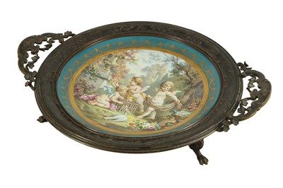 Lot 69 - A LATE 19TH CENTURY  ENAMEL AND BRONZE MOUNTED DISH