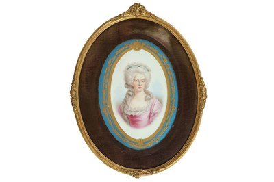 Lot 70 - A PAIR OF 19TH CENTURY FRENCH SEVRES STYLE PORCELAIN PORTRAITS OF NOBLE WOMEN