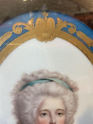 Lot 70 - A PAIR OF 19TH CENTURY FRENCH SEVRES STYLE PORCELAIN PORTRAITS OF NOBLE WOMEN