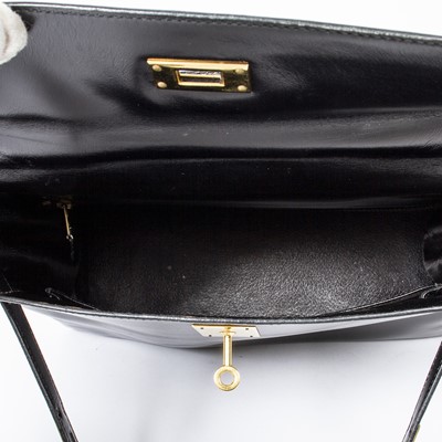 Lot 263 - Hermes Black Barenia Kelly Retourne 28