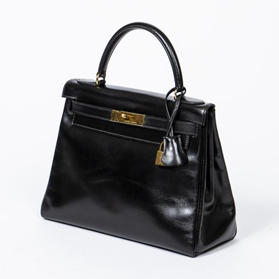 Lot 263 - Hermes Black Barenia Kelly Retourne 28