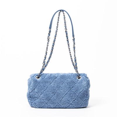 Lot 76 - Chanel Blue Medium Single Flap Bag