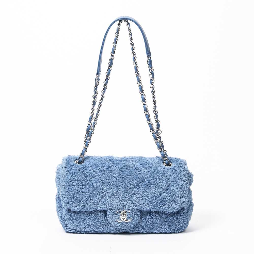 Lot 76 - Chanel Blue Medium Single Flap Bag