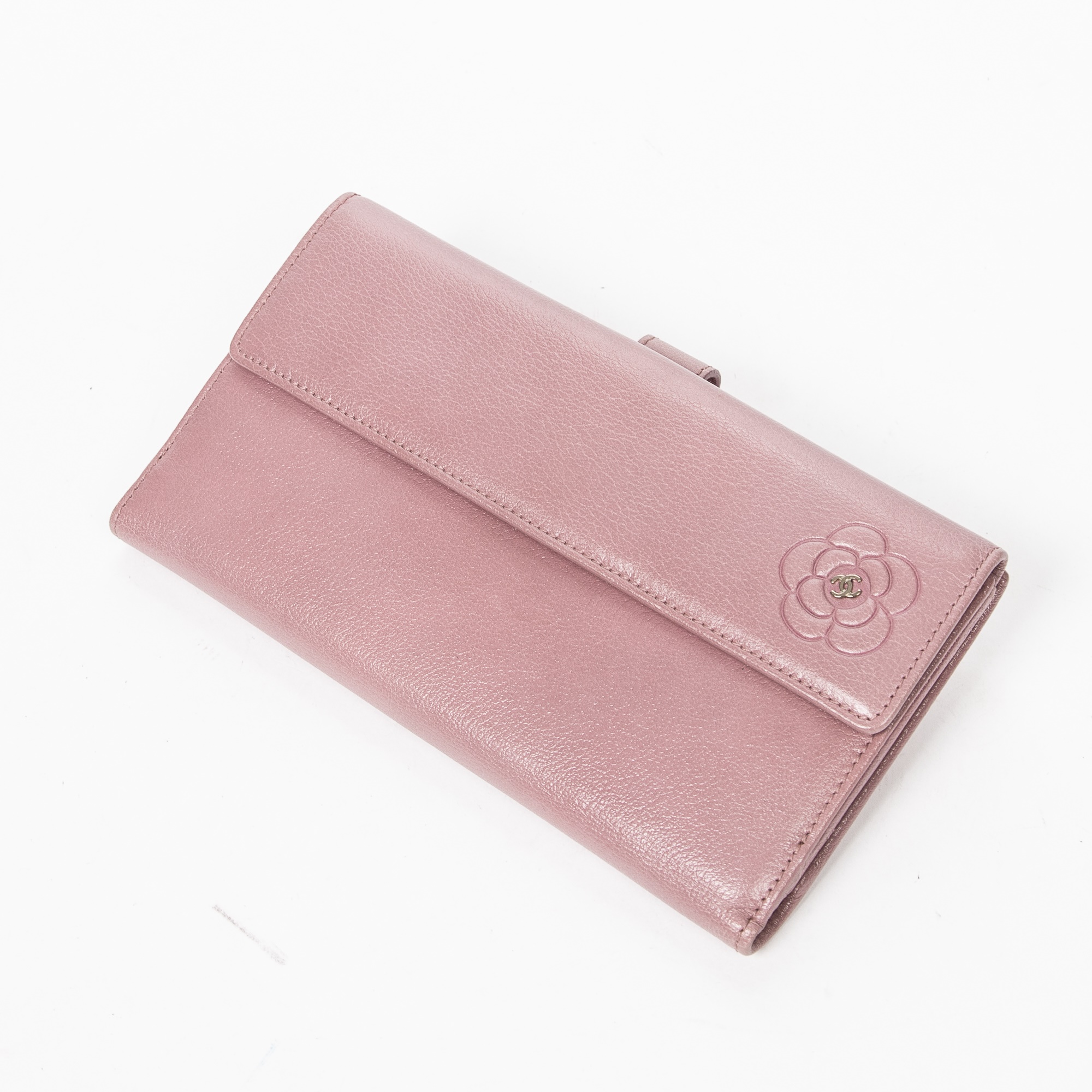 Lot 40 Chanel Pink Camelia Trifold Flap Wallet