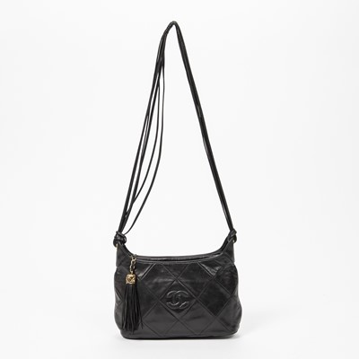 Lot 270 - Chanel Black Logo Tassle Zip Shoulder Bag