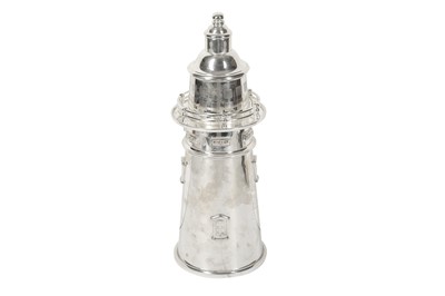 Lot 347 - A SILVER PLATED NOVELTY COCKTAIL SHAKER IN THE FORM OF A LIGHTHOUSE