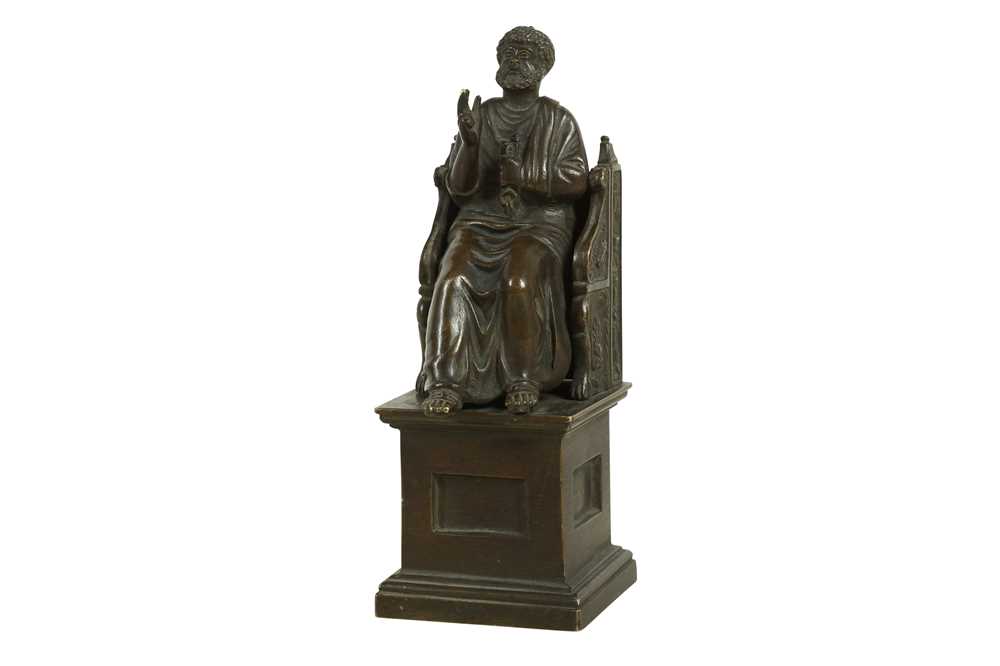 Lot 148 - A SMALL EARLY 19TH CENTURY ITALIAN GRAND TOUR BRONZE OF SAINT PETER