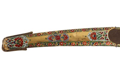 Lot 34 - A FINE 18TH CENTURY GOLD, ENAMEL, IVORY AND STEEL SWORD (SHAMSHIR), PROBABLY LUCKNOW