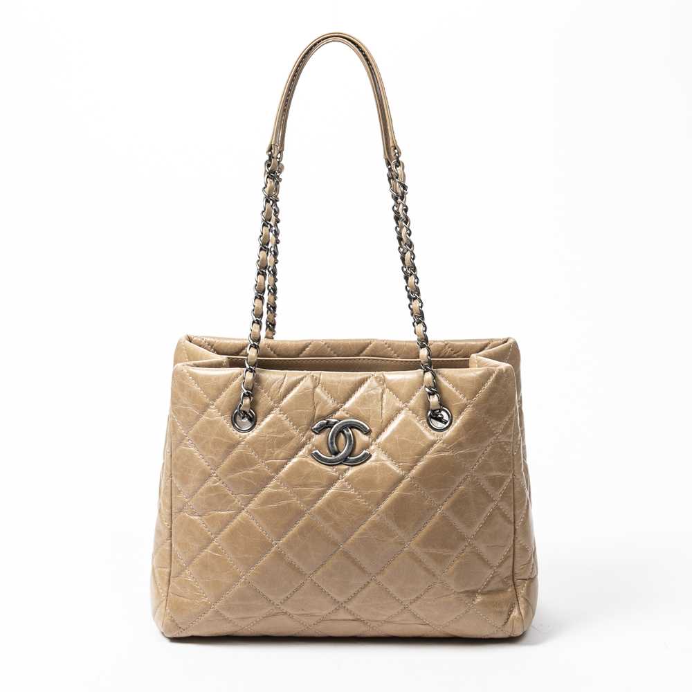 Lot 159 - Chanel Beige Front Logo Chain Tote