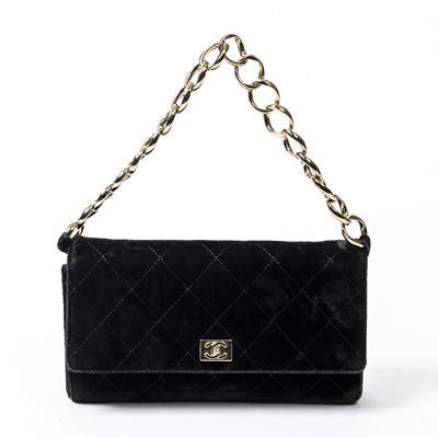 Lot 265 - Chanel Black Logo Chain Flap Shoulder Bag