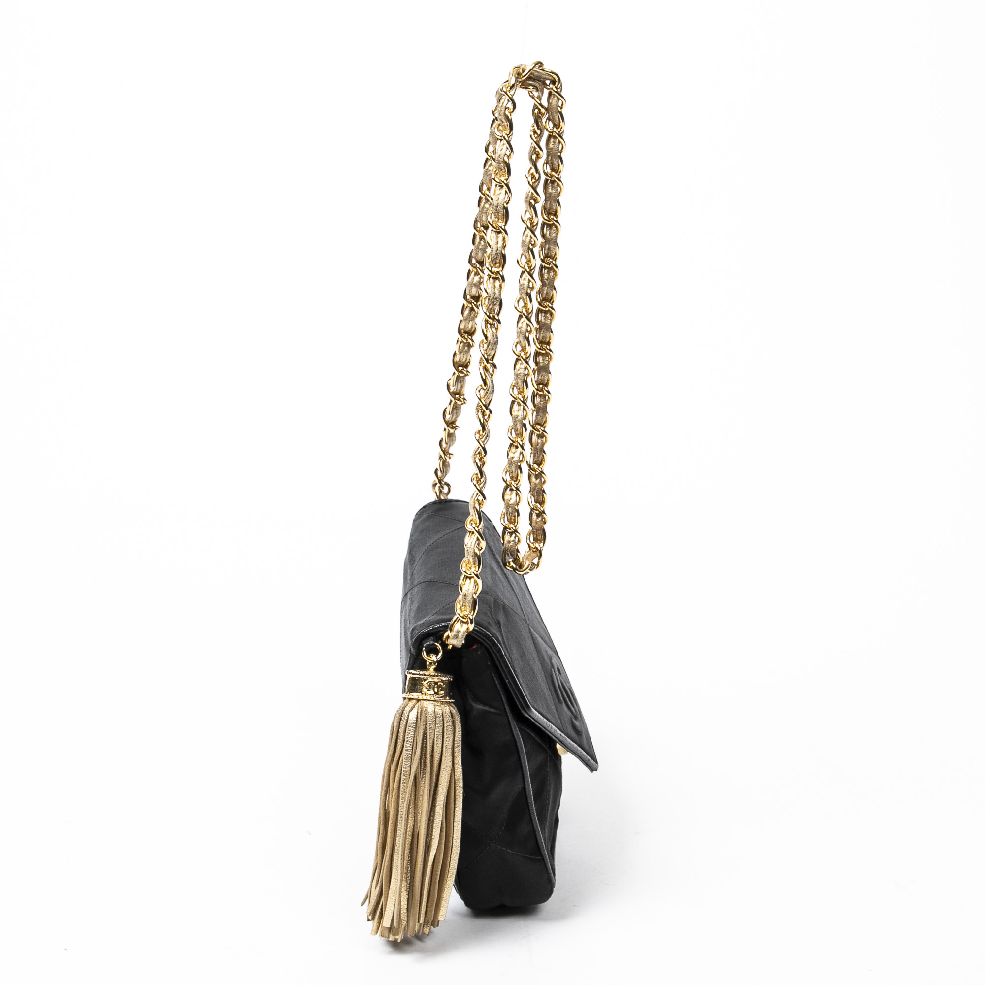 Lot 271 - Chanel Black Tassel Chain Shoulder Bag