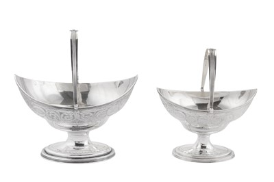 Lot 420 - A George III sterling silver sugar and cream basket set, London 1796 by Peter and Anne Bateman (reg. 2nd May 1791)