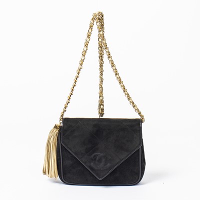Lot 274 - Chanel Black Tassel Chain Shoulder Bag