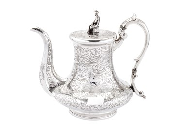 Lot 341 - A Victorian sterling silver coffee pot, Birmingham 1841 by G R Collis & Co