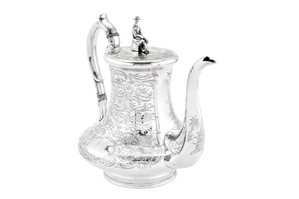 Lot 341 - A Victorian sterling silver coffee pot, Birmingham 1841 by G R Collis & Co