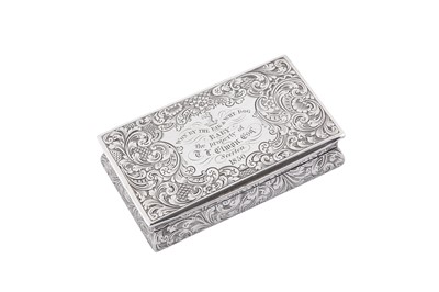 Lot 4 - A Victorian sterling silver snuff box, Birmingham 1849 by Taylor and Perry