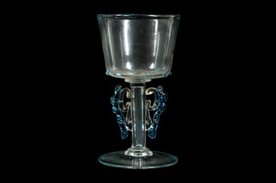 Lot 162 - A VENETIAN MURANO GLASS WINGED GOBLET 'FACON DE VENISE'