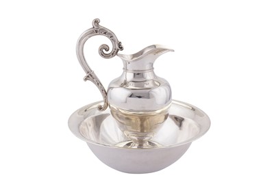 Lot 125 - A late 19th century French 950 standard silver water ewer and basin, Paris circa 1890 by Désiré Thorel