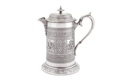 Lot 336 - A Victorian Scottish sterling silver flagon, Glasgow 1872 by George Edward & Sons