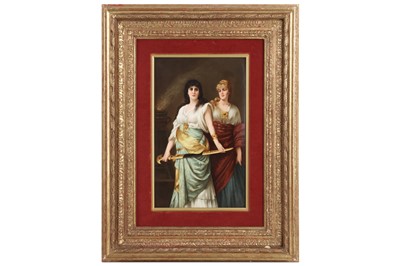 Lot 58 - A FINE AND LARGE LATE 19TH CENTURY K.P.M. PORCELAIN PLAQUE DEPICTING JUDITH