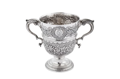 Lot 391 - Greek Ionian Islands interest - A George III Irish sterling silver twin handled cup, Dublin 1775 by Richard Tudor retailed by Matthew West
