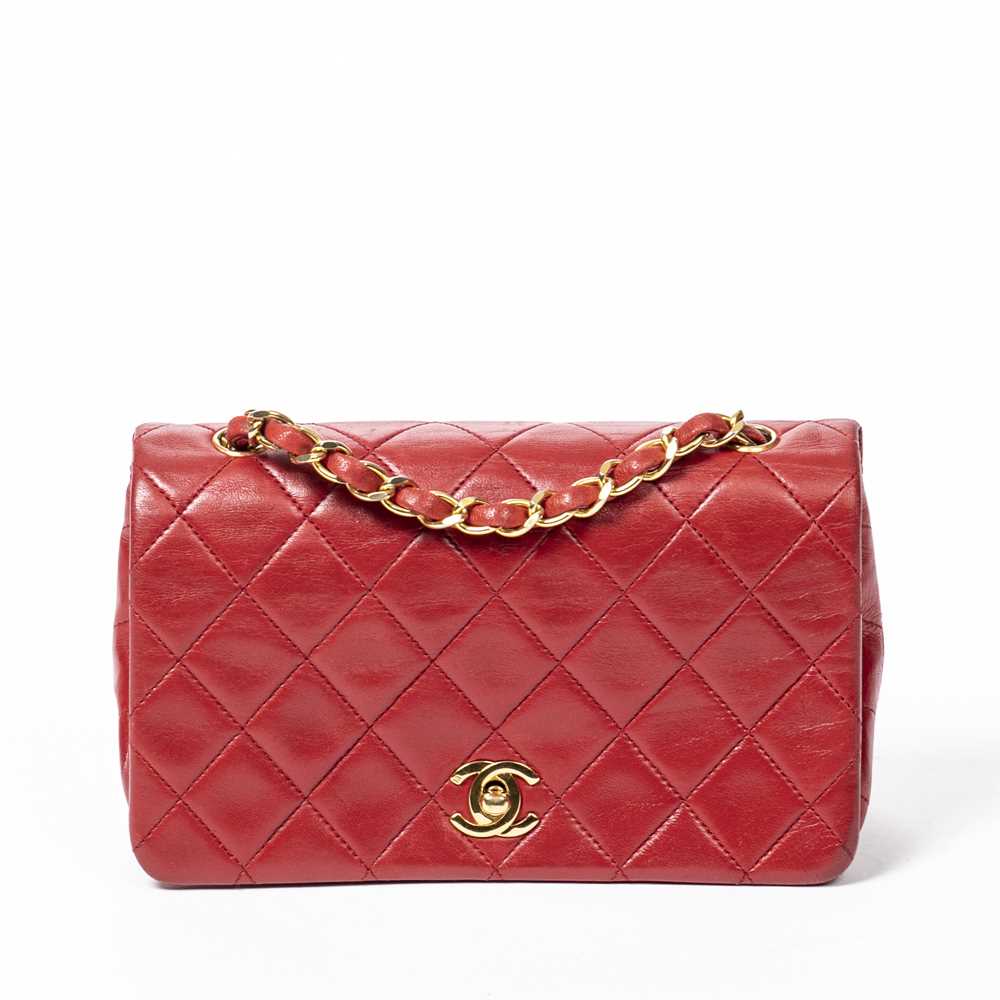 Chanel Vintage Red Lambskin Mini Square Classic Flap Auction