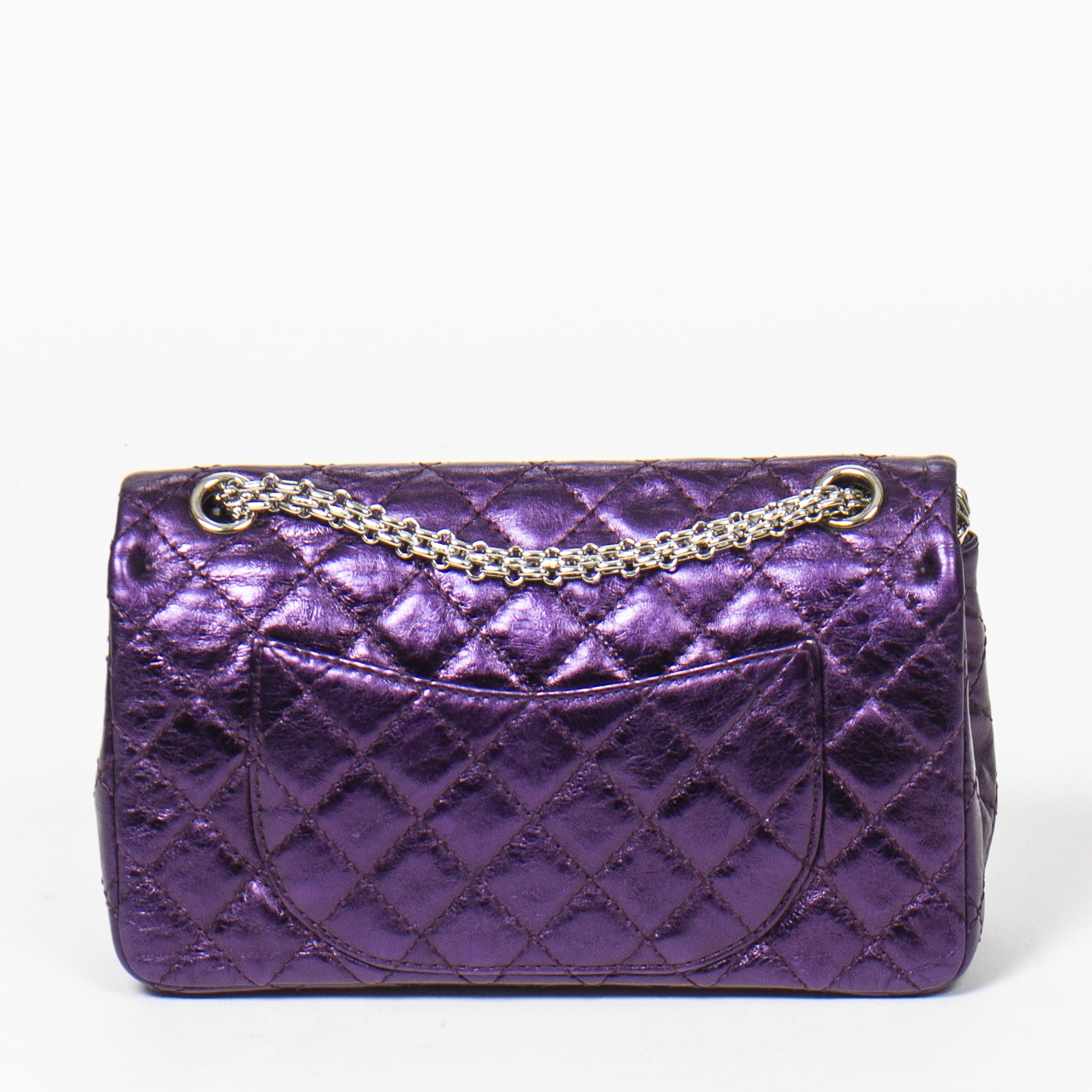 Sold at Auction: Chanel Purple 'Caviar' Leather Double Flap Bag