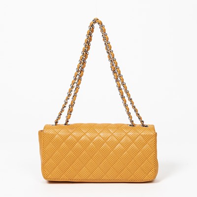 Lot 102 - Chanel Orange Perforated East West Flap Bag