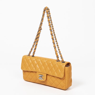 Lot 102 - Chanel Orange Perforated East West Flap Bag