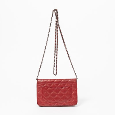 Lot 2 - Chanel Red Chain Single Flap Bag