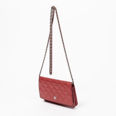 Lot 2 - Chanel Red Chain Single Flap Bag