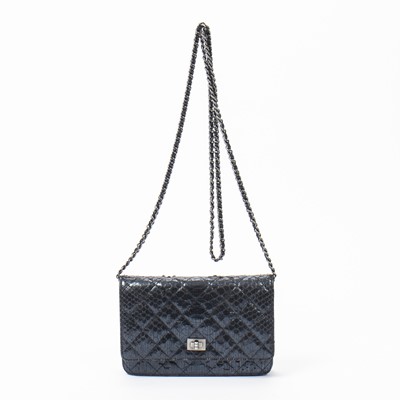 Lot 308 - Chanel Black Python 2.55 Chained Wallet