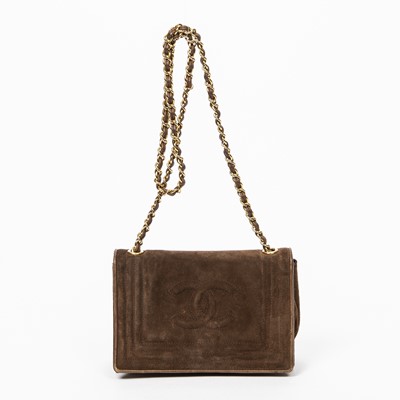 Lot 130 - Chanel Brown Logo Chain Flap Bag