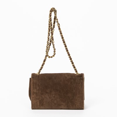 Lot 130 - Chanel Brown Logo Chain Flap Bag