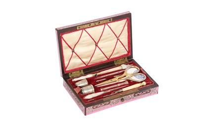 Lot 304 - A FRENCH BOULLE SEWING NECESSAIRE CASE,  19TH CENTURY
