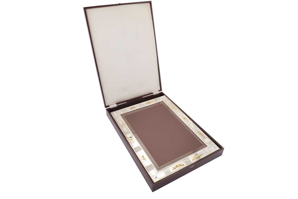 Lot 76 - A very large cased modern Elizabeth II parcel gilt sterling silver commemorative photograph frame, Birmingham 2002 by Mappin and Webb